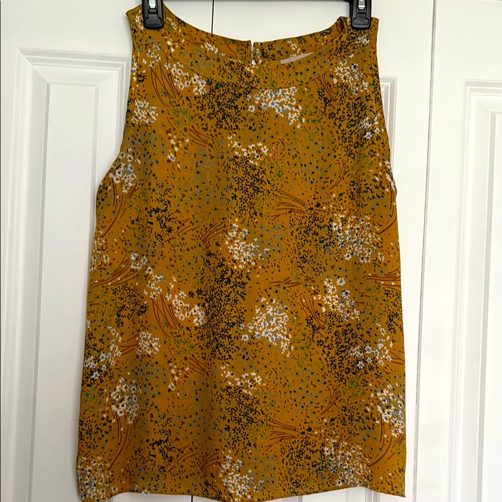 Floral MustardSleeveless  Top. the Loft Size M